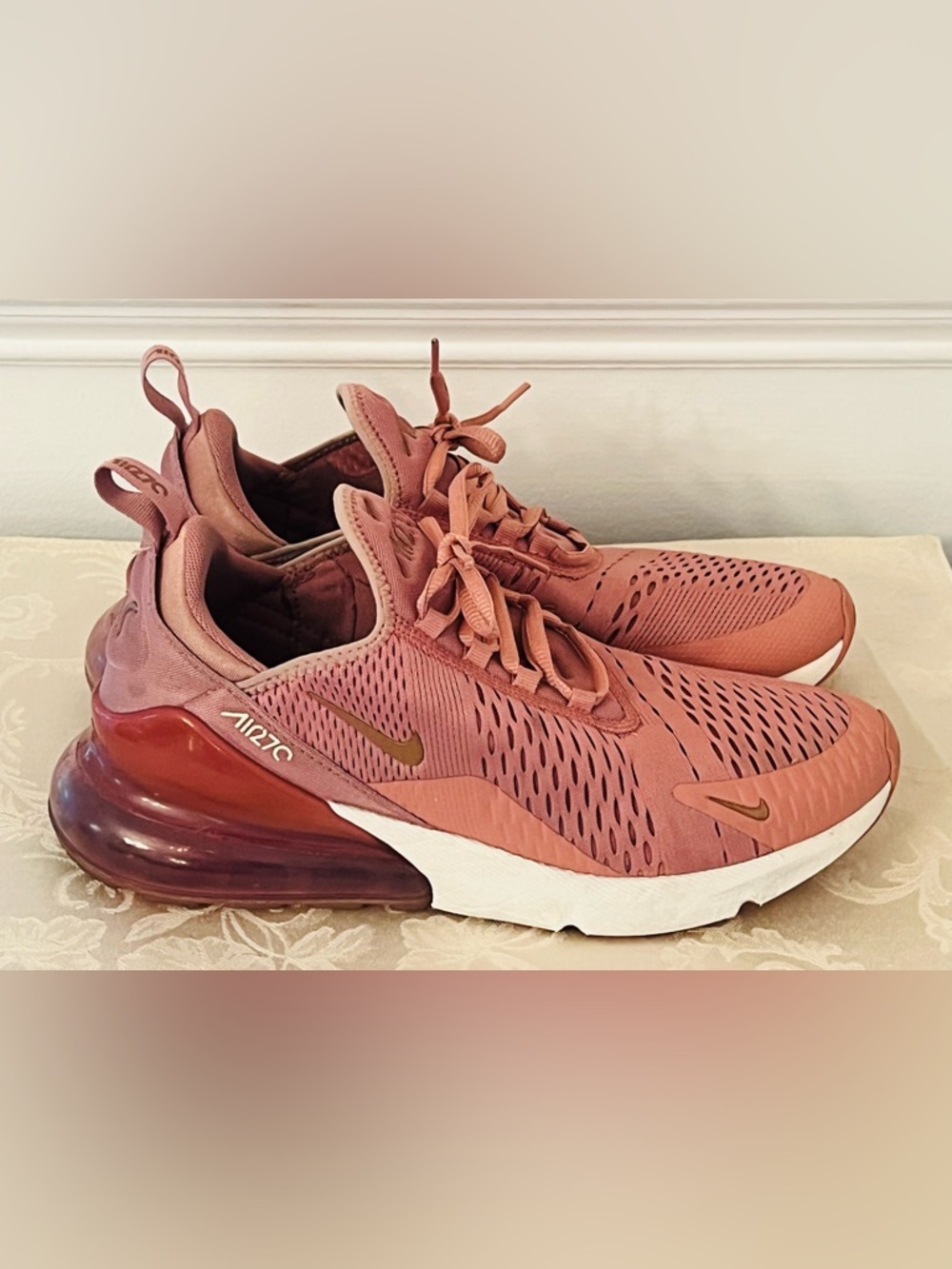 Nike Air Max 270 Rust Pink Running Women Sneakers BQ0969-600 - Sz 10 EUC - Picture 5 of 15